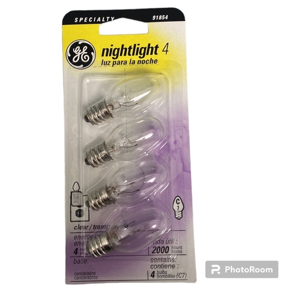 GE  Night light Bulb Candelabra Base C7 120V  3 Packs of 4 BulbsTotal 12 - Picture 2 of 5